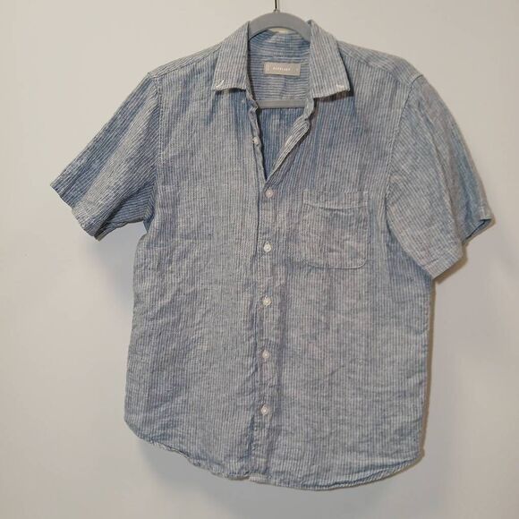 Everlane Tops - Everlane womens small 100% linen shirt blue stripe substantial capsule top